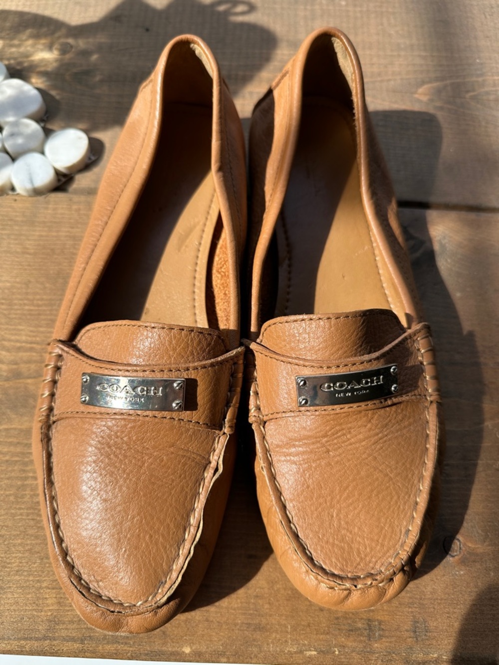 Coach Women's Fredrica A5175 Cognac Leather Penny Loafers